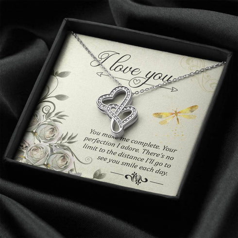 I love you :Special Double Hearts Necklace - Necklace for her