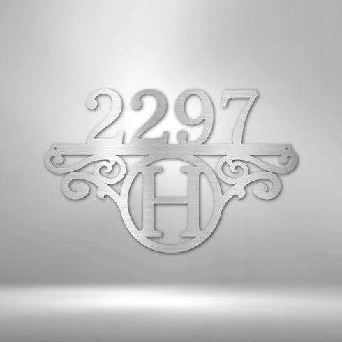 Personalized Inital & Address # Metal Wall Art