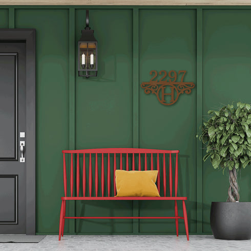 Personalized Inital & Address # Metal Wall Art