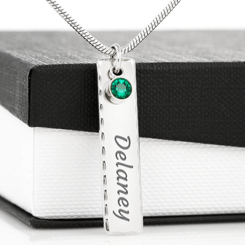 Congratulations Birthstone Engraved necklace