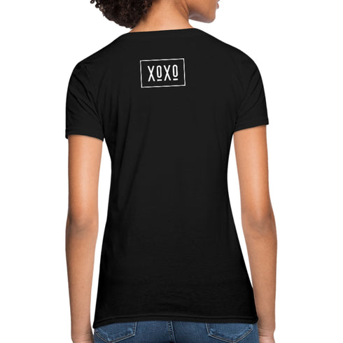 XOXO Womens Classic White Bordered Style Graphic Text T-Shirt