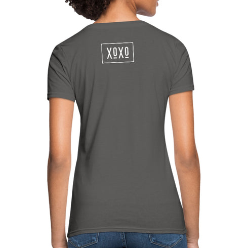 XOXO Womens Classic White Bordered Style Graphic Text T-Shirt