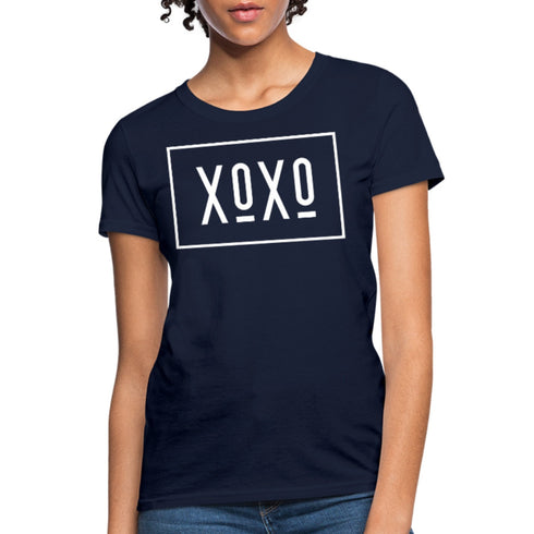 XOXO Womens Classic White Bordered Style Graphic Text T-Shirt
